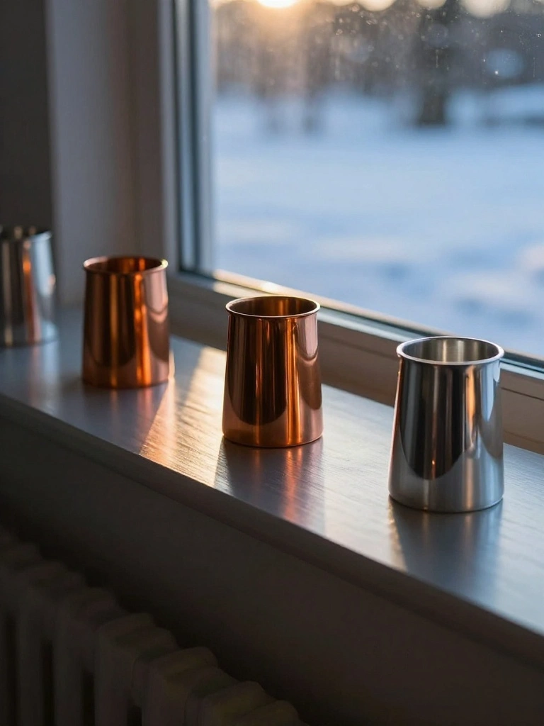 Copper and Silver Accents That Catch Winter Light on Every Shelf