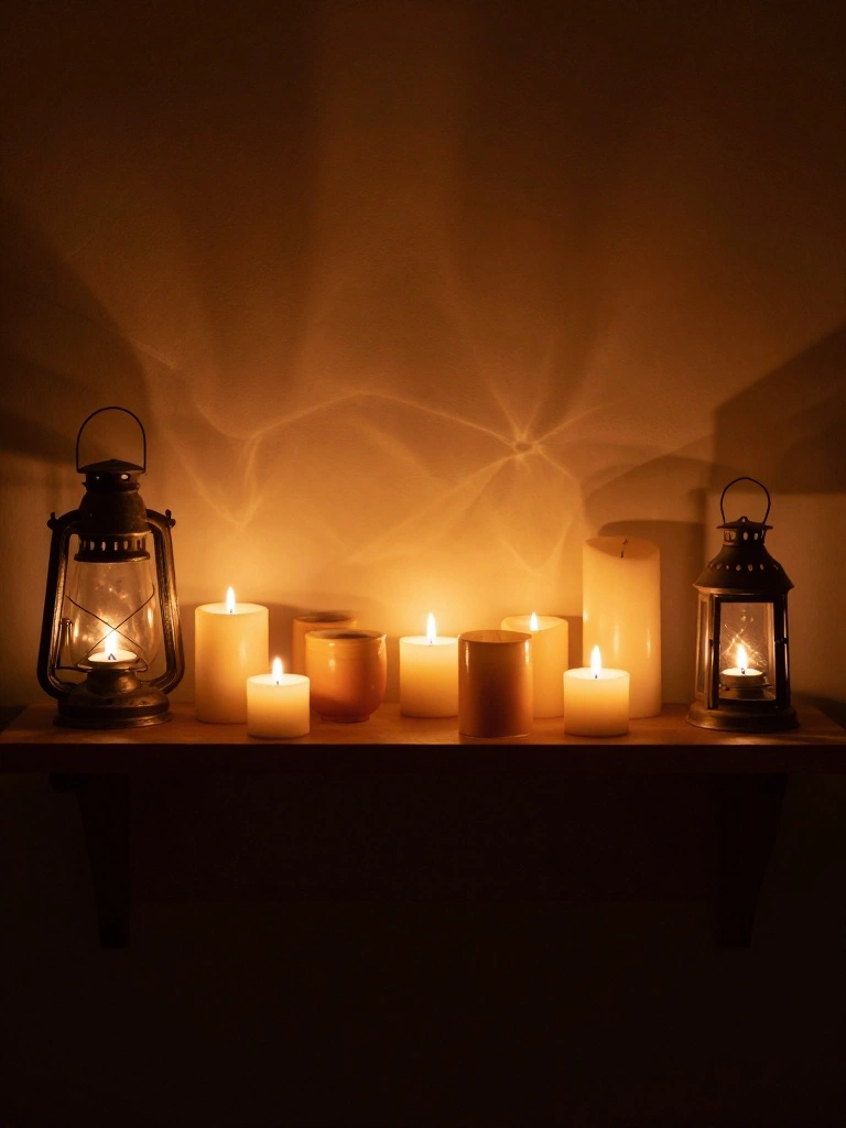 Candles and Lanterns on Shelves That Make Winter Light Completely Irresistible