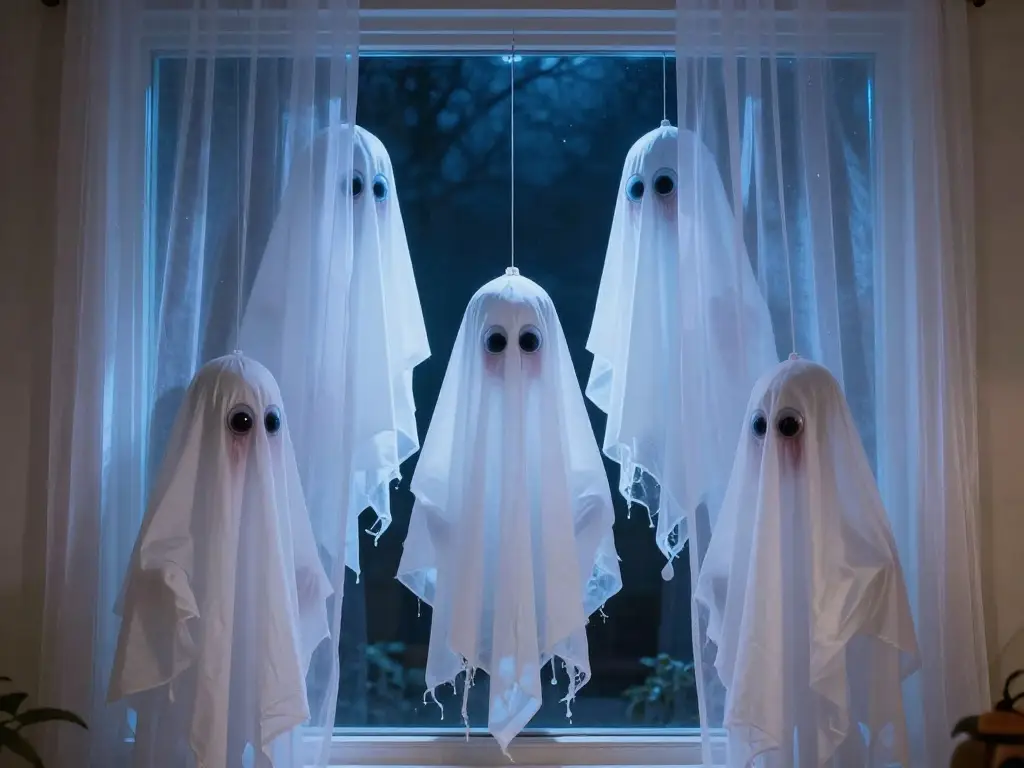 DIY Ghost Window Decorations for a Creepy Look