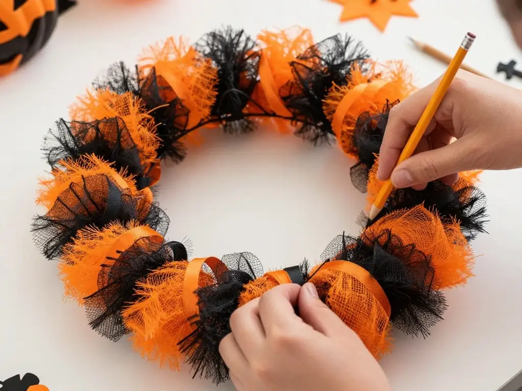 How to Make a Halloween Mesh Wreath at Home