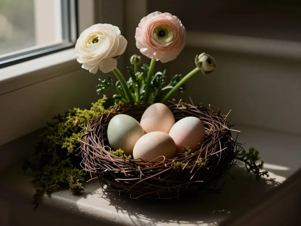 Easter Egg Clusters and Nest Displays That Stop Guests at the Bottom Step