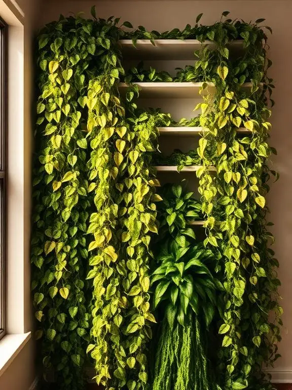 Pothos Trails That Cascade Down Shelves and Transform Empty Walls Overnight