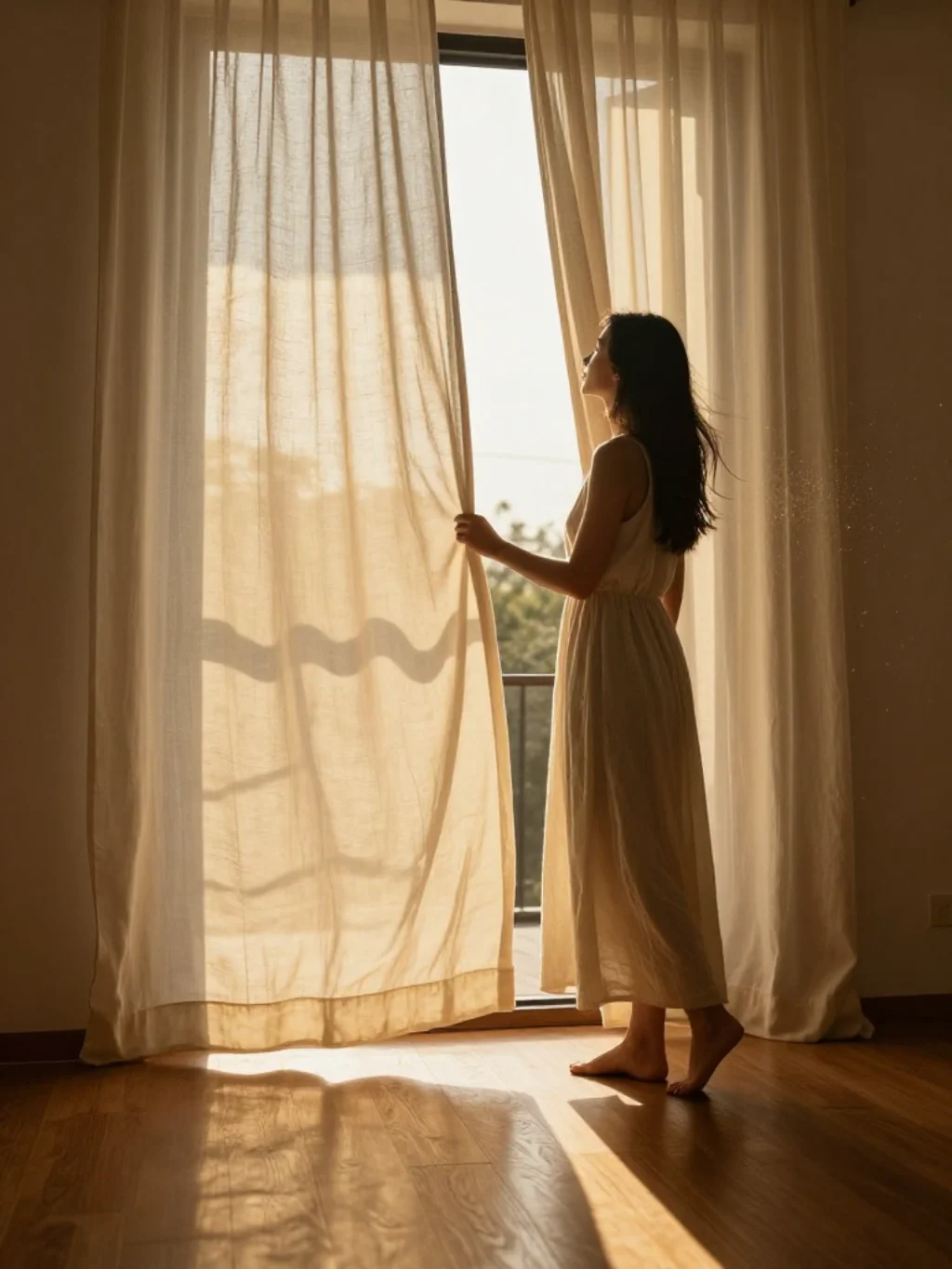 Sheer Curtains That Let Spring Sunlight Flood an Apartment Beautifully