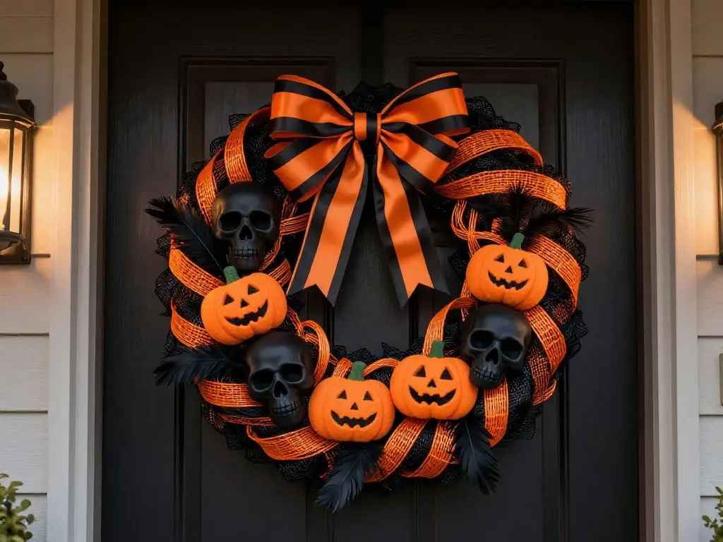 Black and Orange Halloween Wreath: Classic Color Combo Ideas