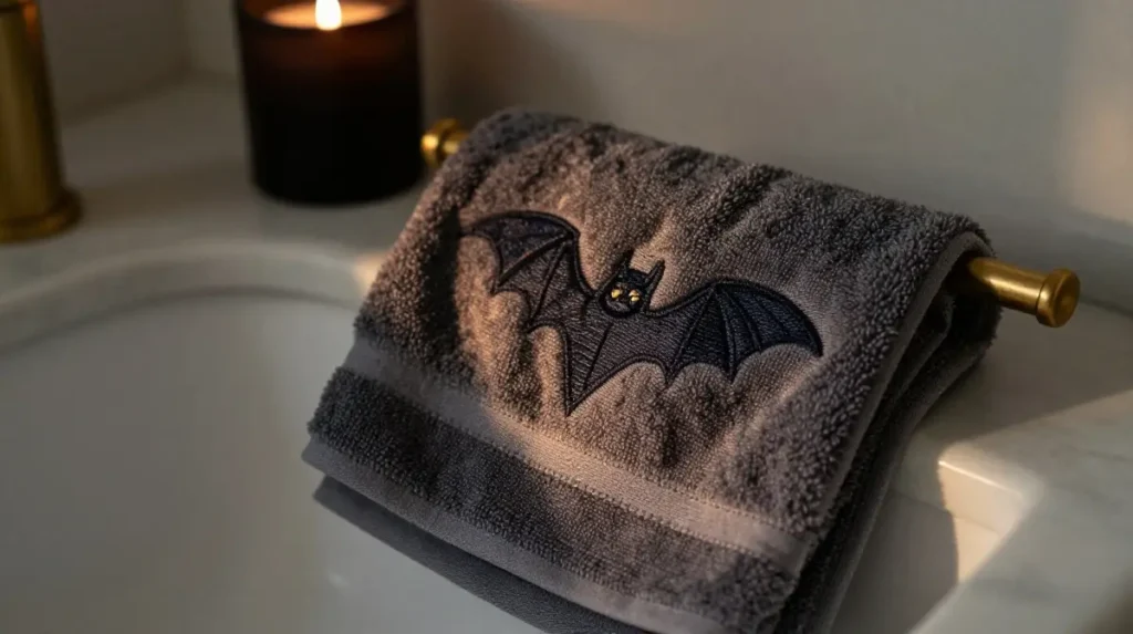Embroidered Bat Towels Add a Layer of Quiet Menace to Hand Washing