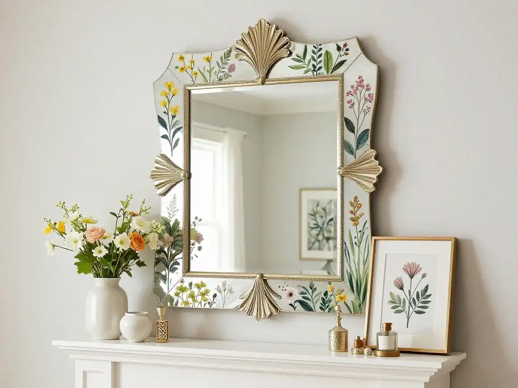 Creative Mirror and Artwork Combinations for Spring Mantel Charm