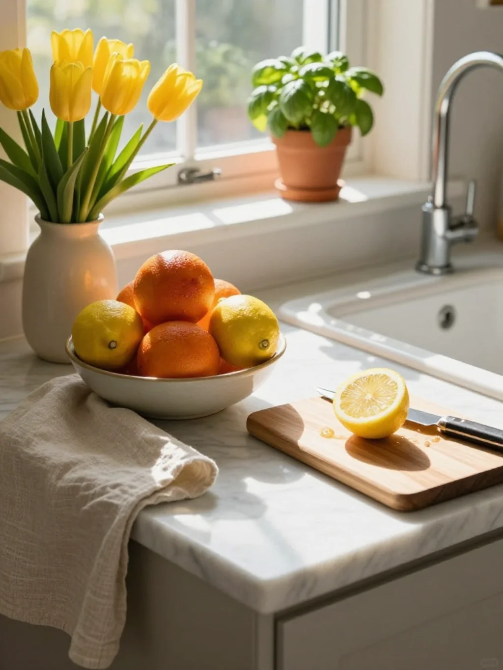 Kitchen Styling Tricks That Turn Counters Into a Spring Still Life