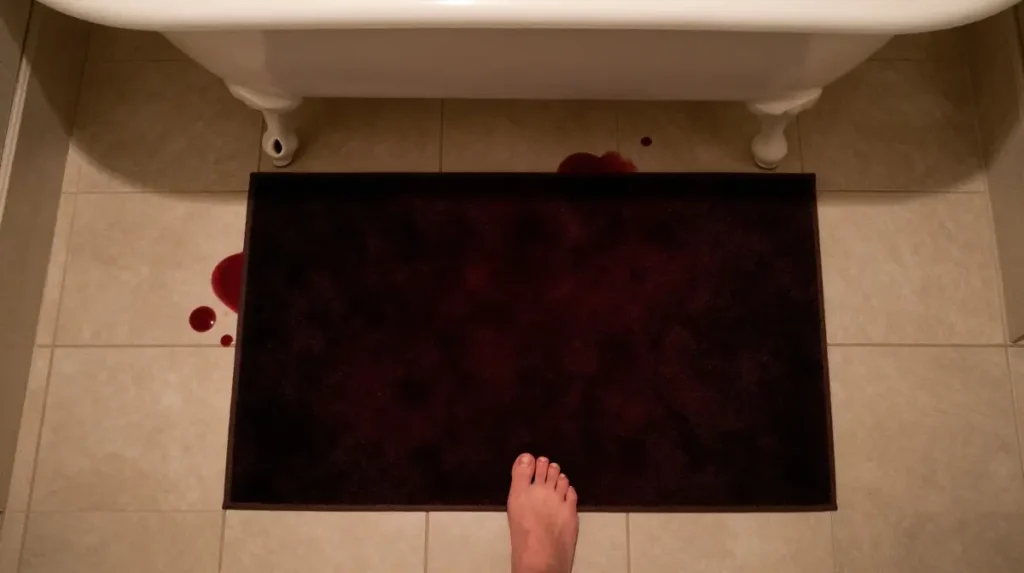 One Deliberately Unsettling Bath Mat Sets the Mood Before Words Are Spoken