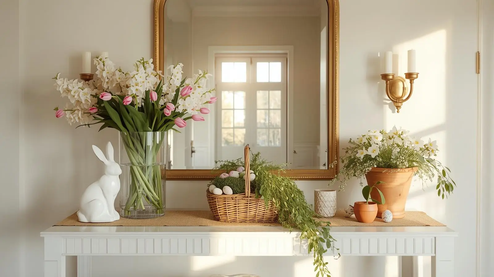 easter entryway table decor ideas