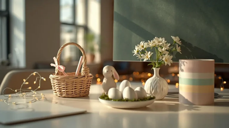 festive office desk easter decor ideas