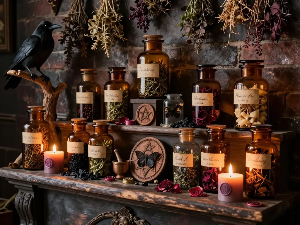 Apothecary Jars Wax Seals and Curiosities: The Witch Aesthetic Mantel Guide