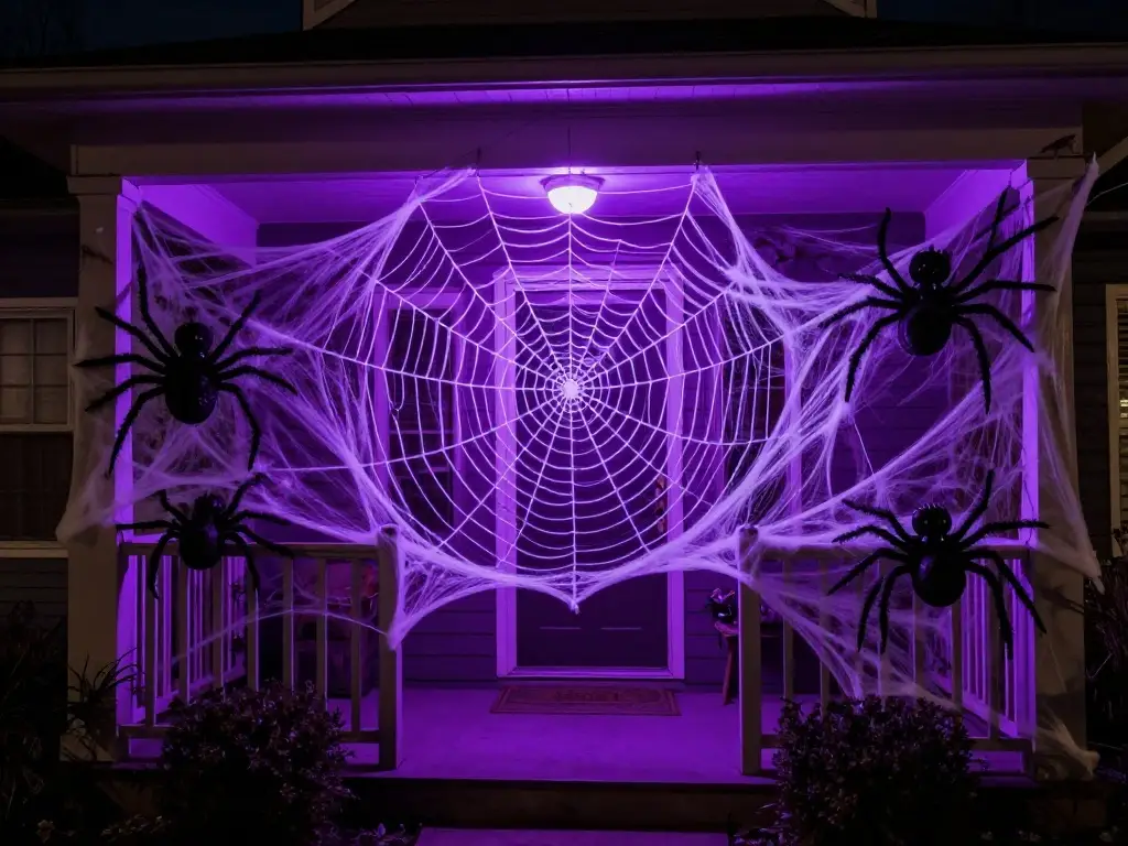 6. Spider Web Decorations That Add Instant Creepiness to Your Front Porch