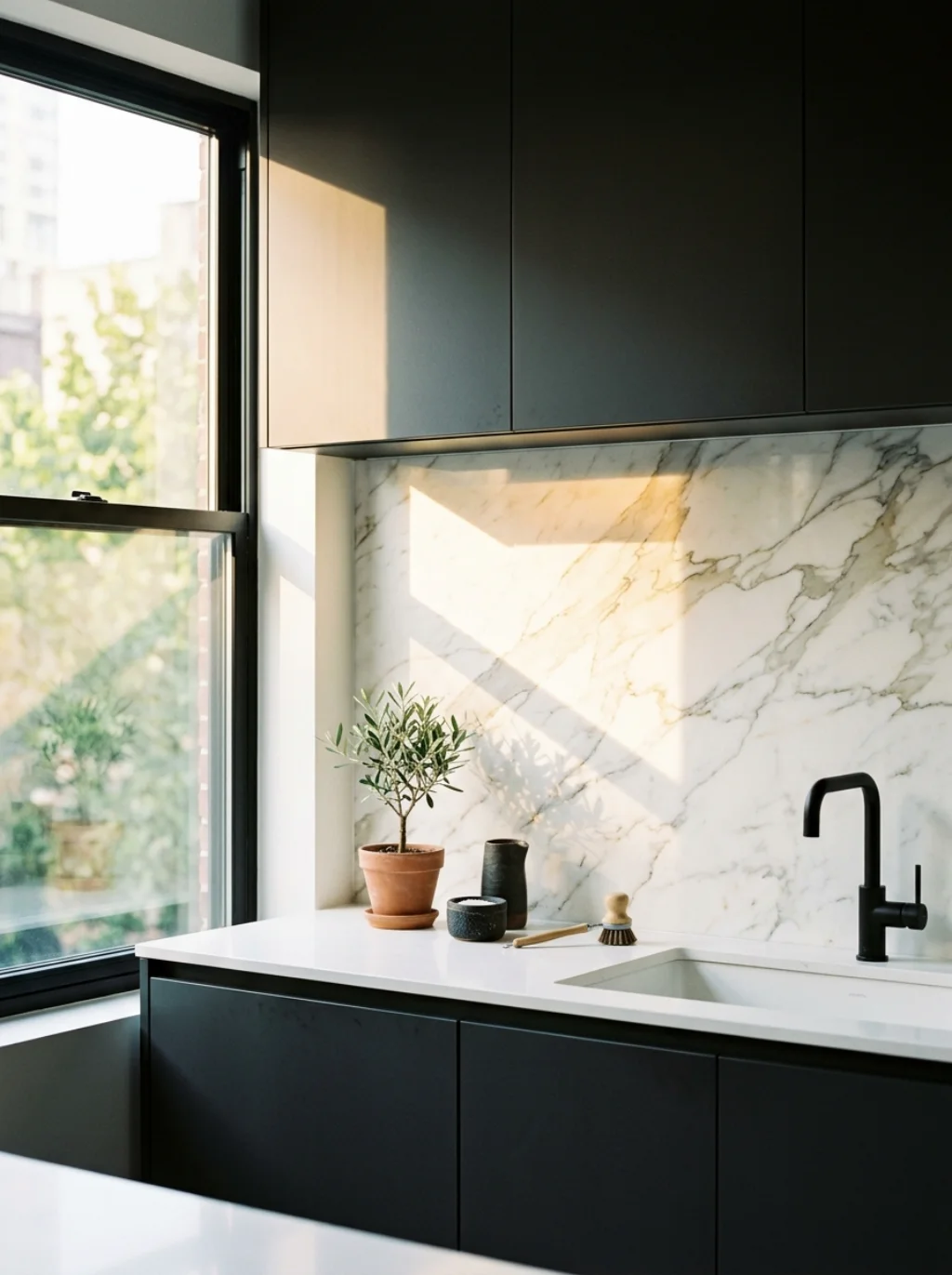 The Design Logic Behind Pairing Light Backsplash With Dark Kitchen Cabinets