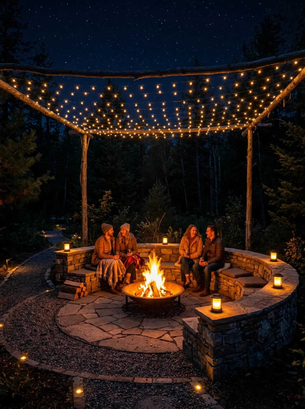 String Lights Outdoor Lanterns and Layered Lighting That Extend Every Fire Night