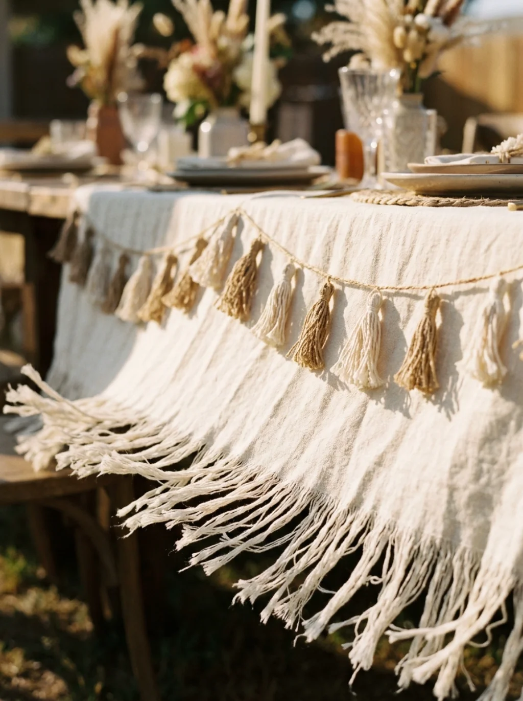 Tassel Garlands And Fringe Linens Add Movement To Every Table Setting