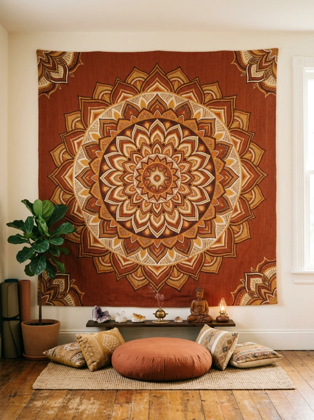 Mandala Tapestries and Wall Art That Anchor the Entire Room's Spirit