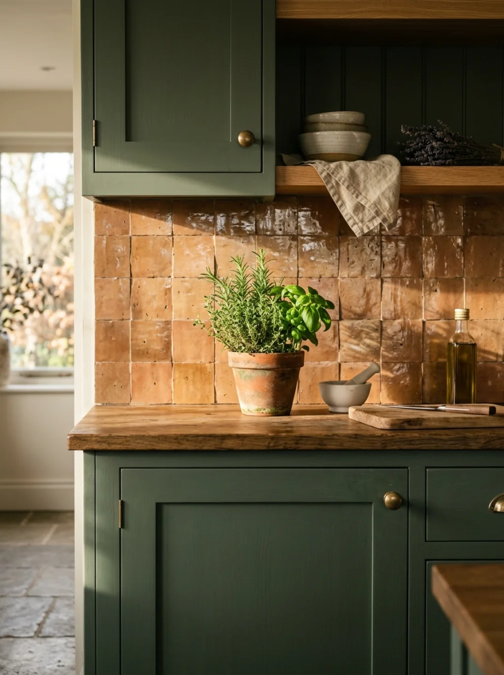 Dark Green Cabinet Backsplash Pairings That Feel Like a Forest and a Kitchen