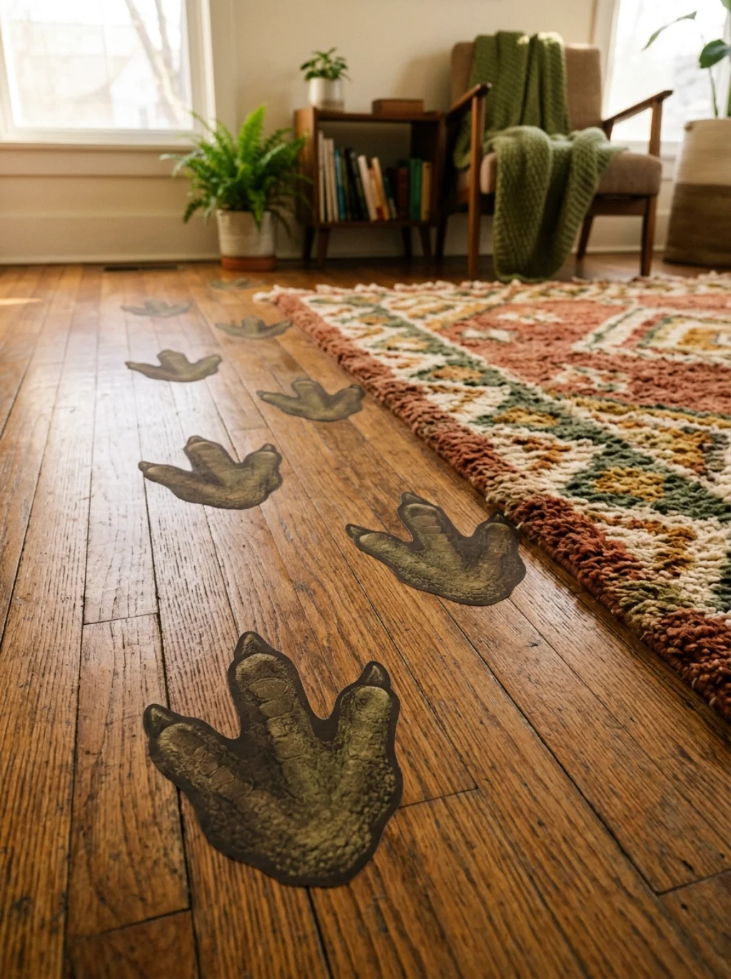 Dino Footprints Across the Floor That Kids Simply Cannot Resist