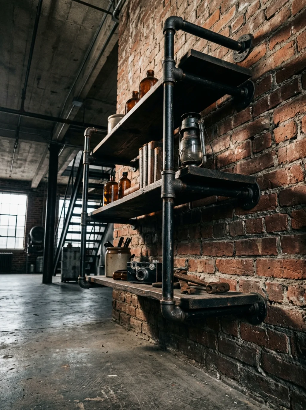 Industrial Pipe Shelving Feels Like a Cocktail Bar in Brooklyn