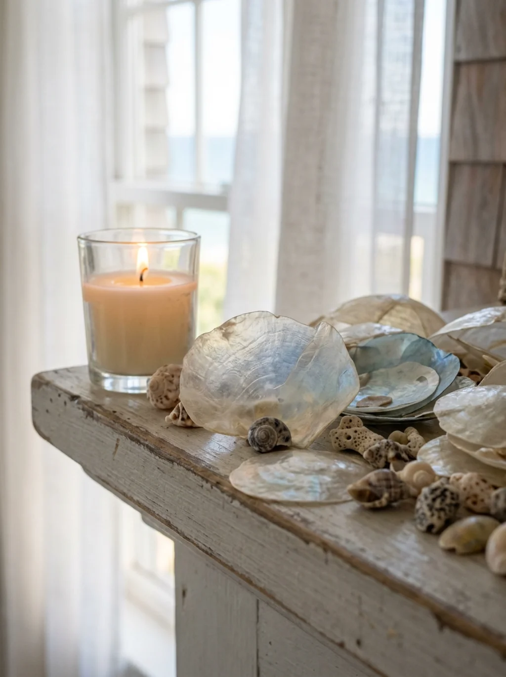 Seashells and Capiz Shell Accents Whisper Nantucket Summers Indoors