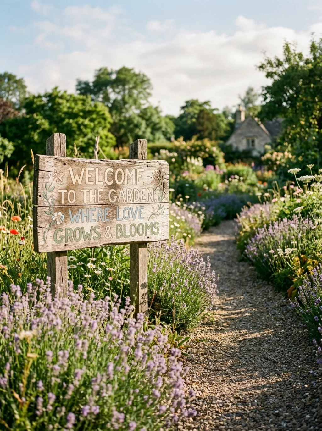 Sun Bleached Wood Signs Guide Guests Through A Magical Garden Path