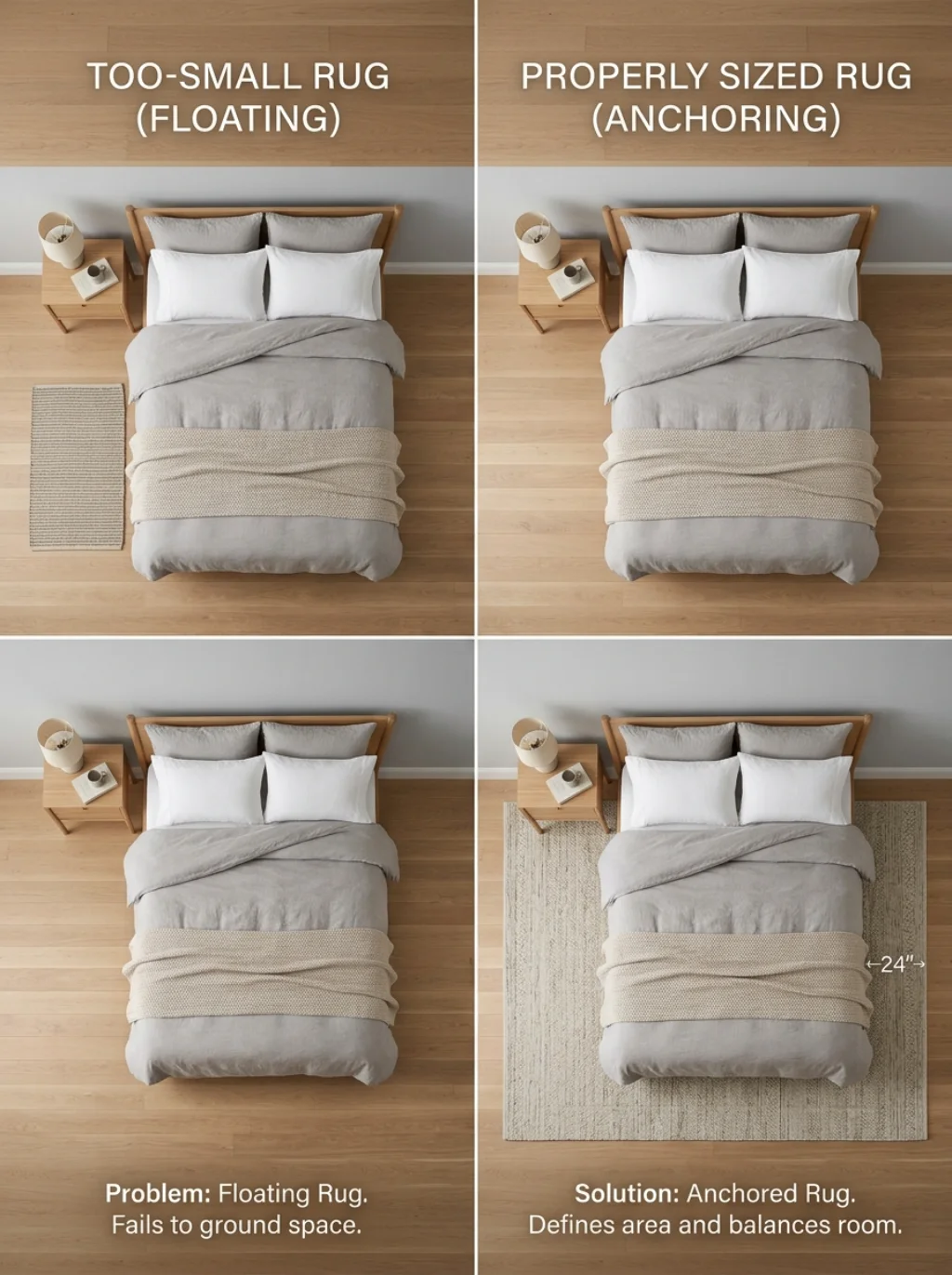 The Rug Size Most Homeowners Get Wrong in Tiny Bedrooms