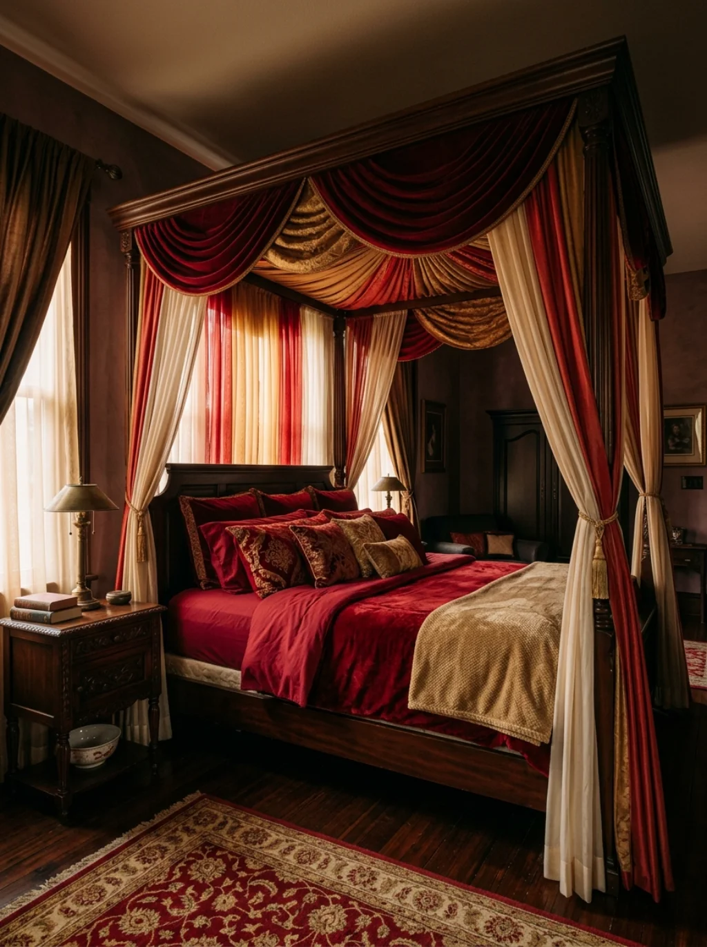 A Canopy Bed Becomes the Room's Own Private Common Room