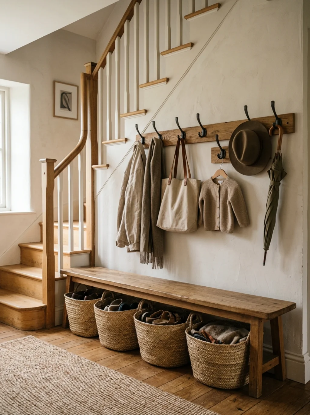 Coat Hooks and Storage Baskets End the Daily Entryway Chaos