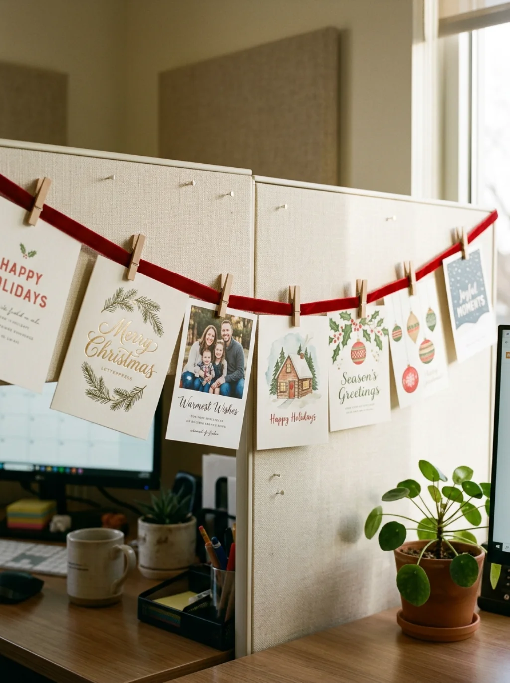Holiday Card Displays Turn Scattered Mail Into a Festive Feature