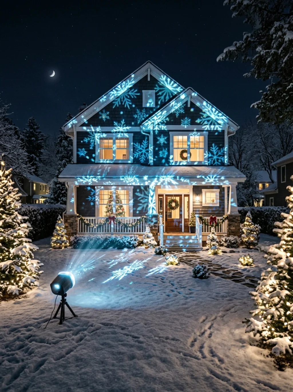 A Projector Light Covers a Whole Yard Without a Single Bulb