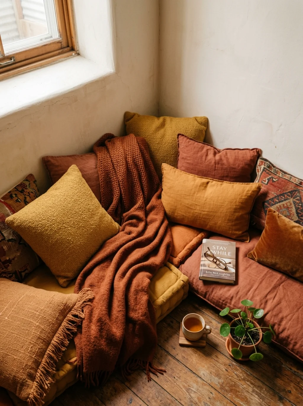 Floor Cushions Replace Bulky Furniture in the Tightest Corners