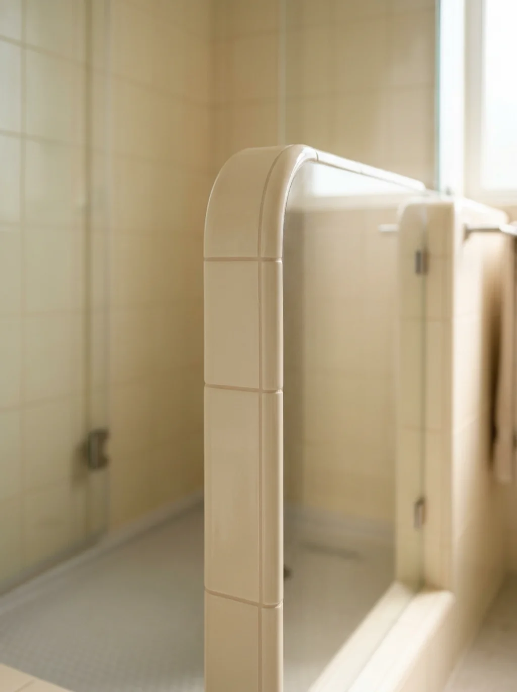 Curved Tile Edges That Soften a Bathroom's Hardest Lines