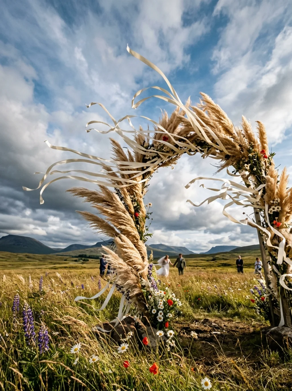 Ceremony Arches Built for Outdoor Meadows Where Wind Becomes Part of the Design