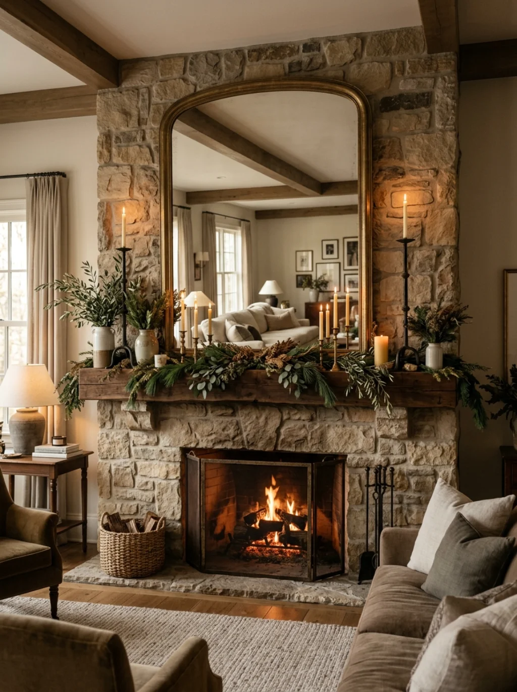 Mantel Mirrors Anchor A Room Long Before Any Fireplace Gets Lit