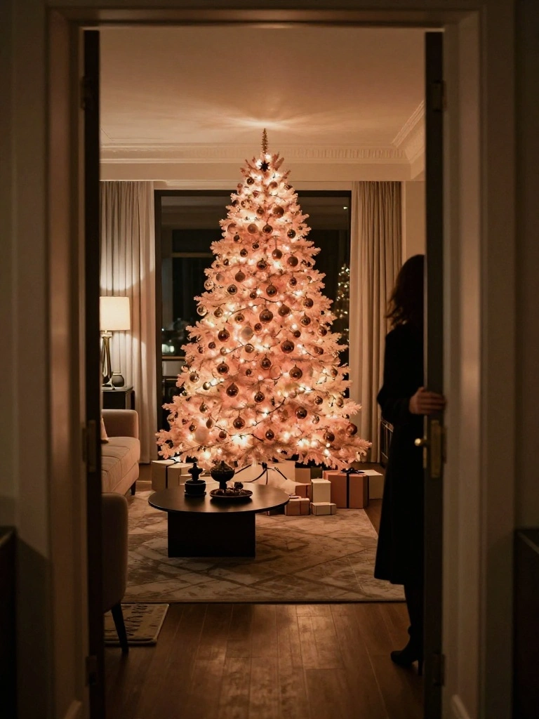 Living Room Pink Tree Styling That Stops Guests in Their Tracks