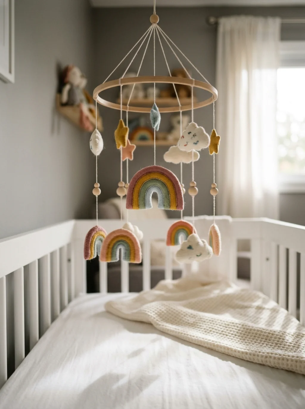 Mobile Designs Spinning Color Directly Above the Crib