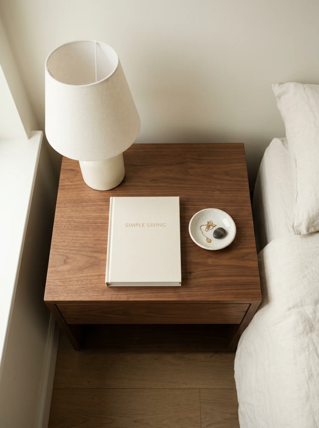 Wool Throws and Woven Baskets Soften a Minimalist Bedroom Instantly
