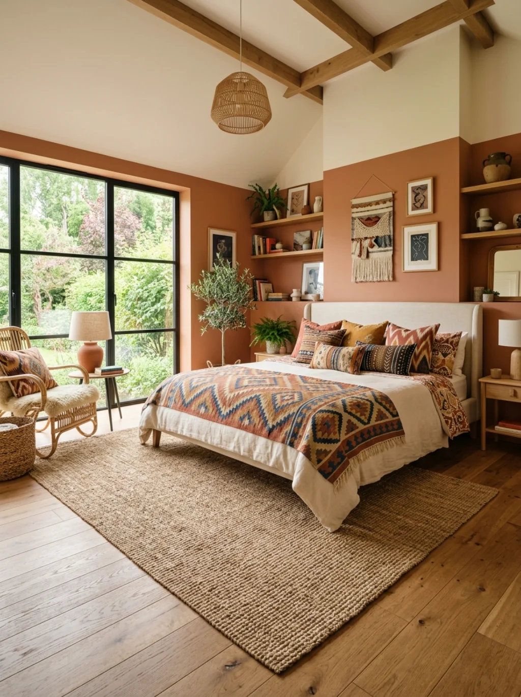 A Jute Rug Grounds a Room Full of Color and Pattern