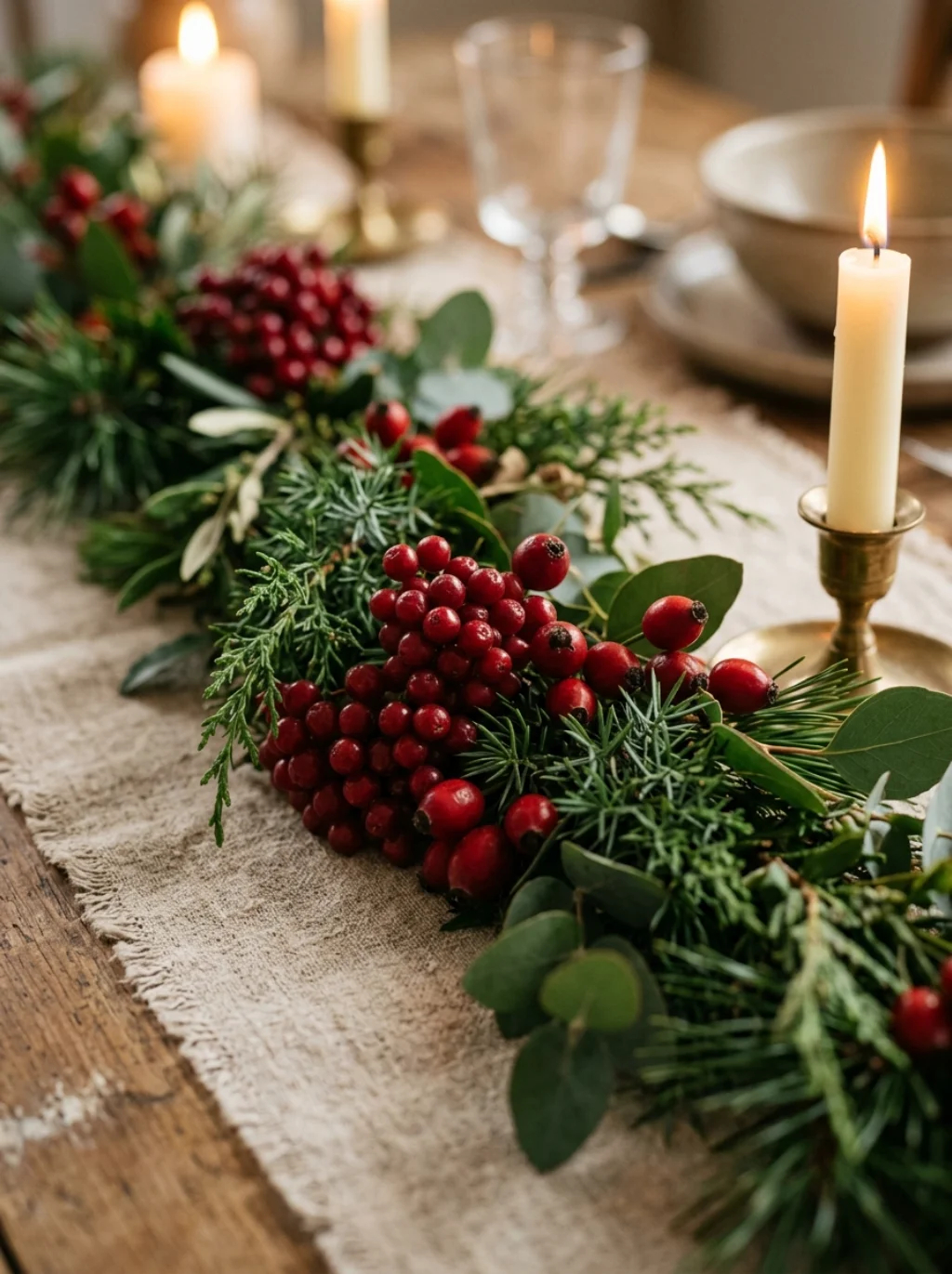 Berries and Greenery Close Out the Table With a Final Natural Touch