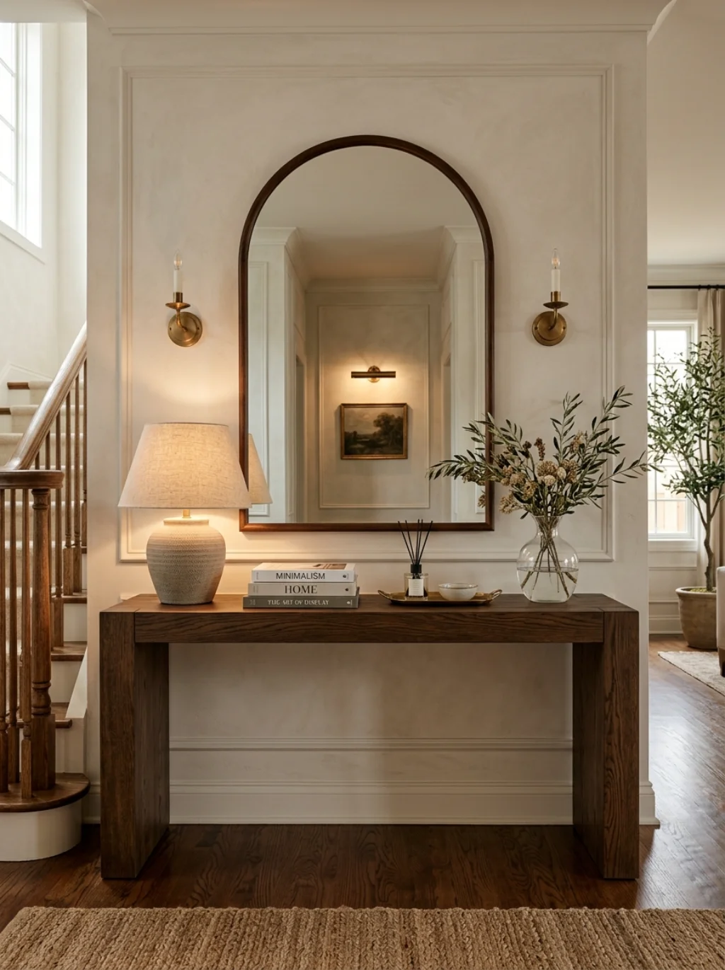 Console Tables Beneath A Mirror Turn Reflection Into A Full Display