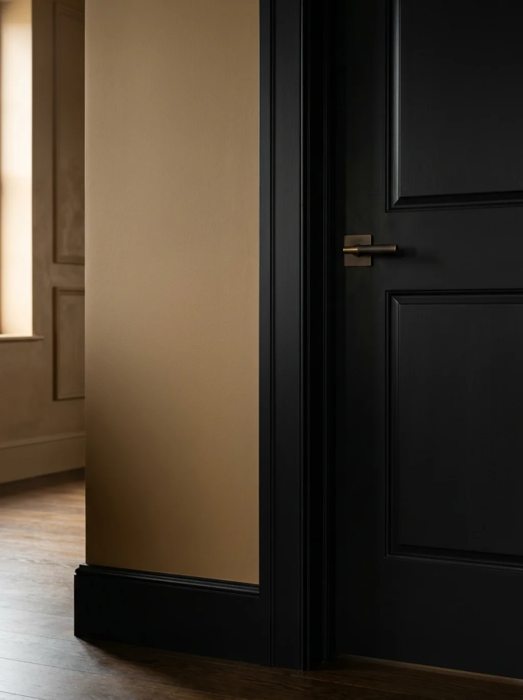 Deep Tan Walls Paired With Ink Black Trim Feel Instantly Expensive