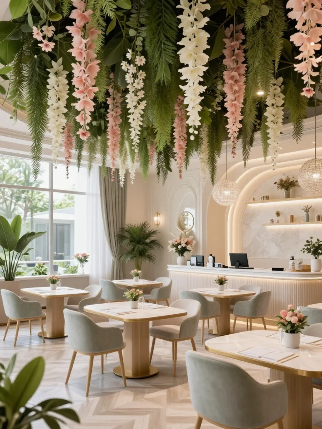 18. Floral Garland Ceiling Hanging Classroom Decor