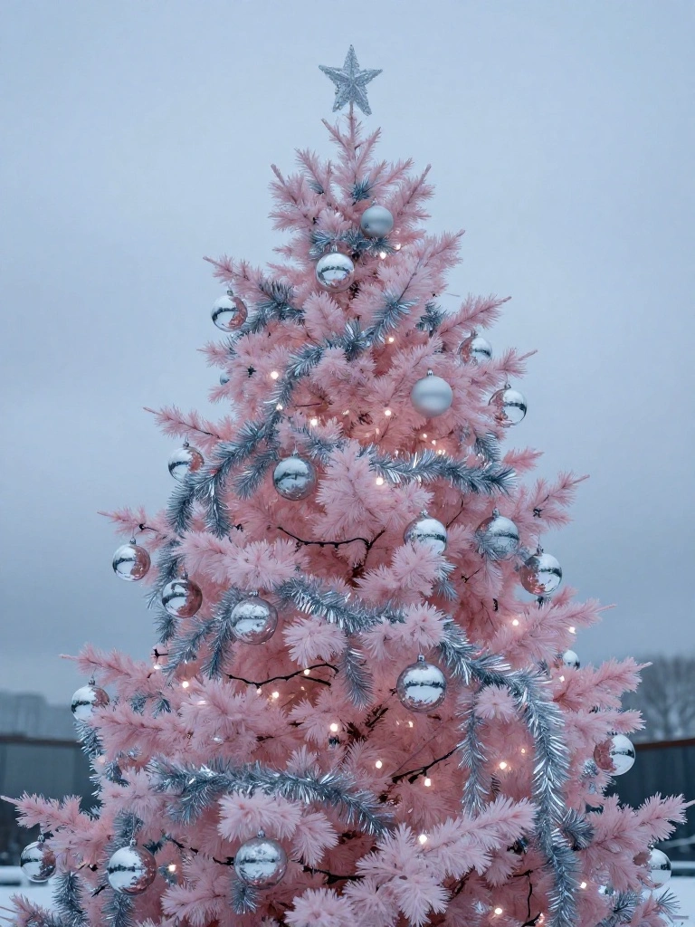 Pink and Silver Christmas Tree Combinations With Icy Chic Energy