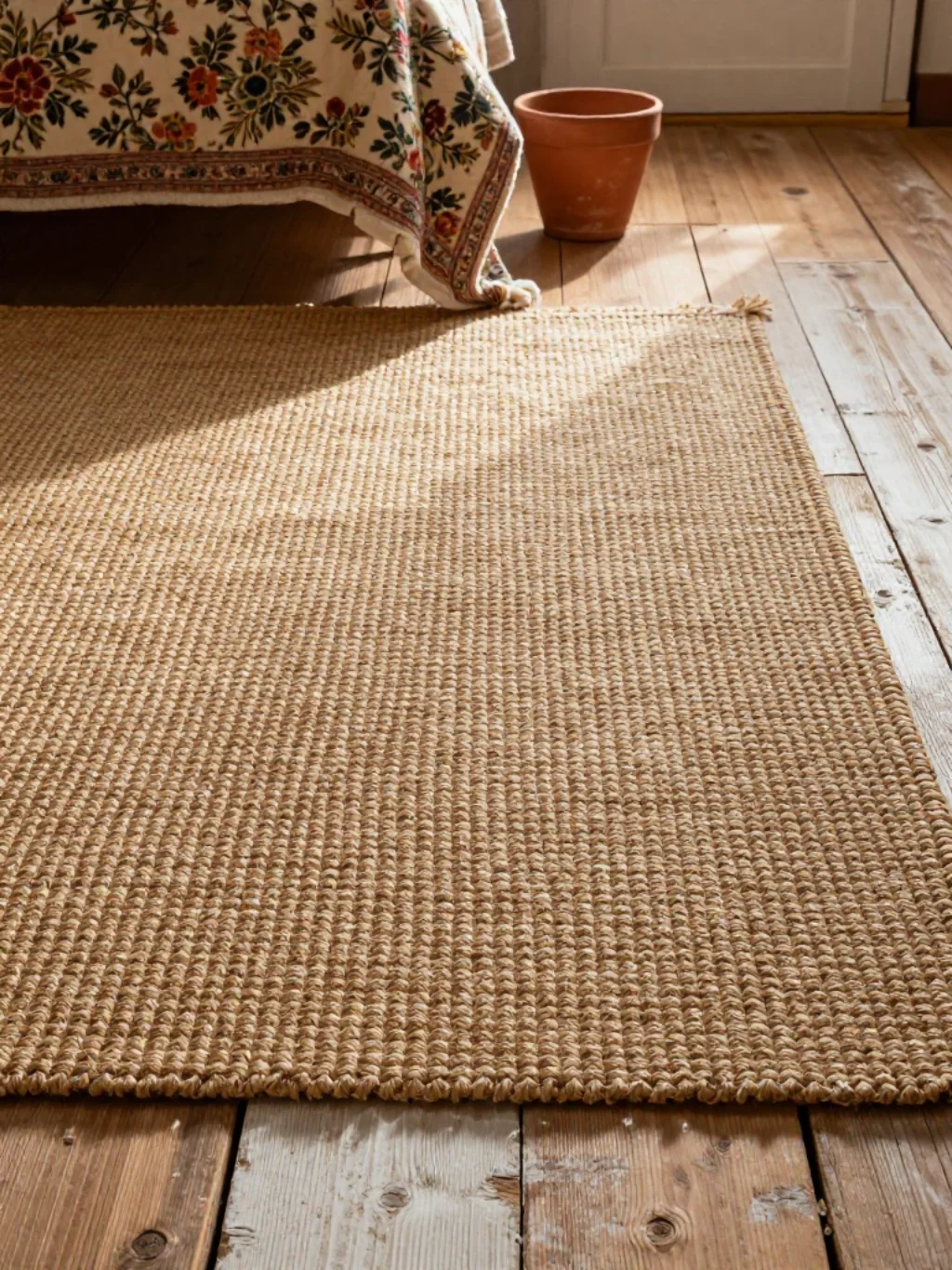 Woven Rugs and Textured Floors That Ground a Spring Cottage Room Beautifully
