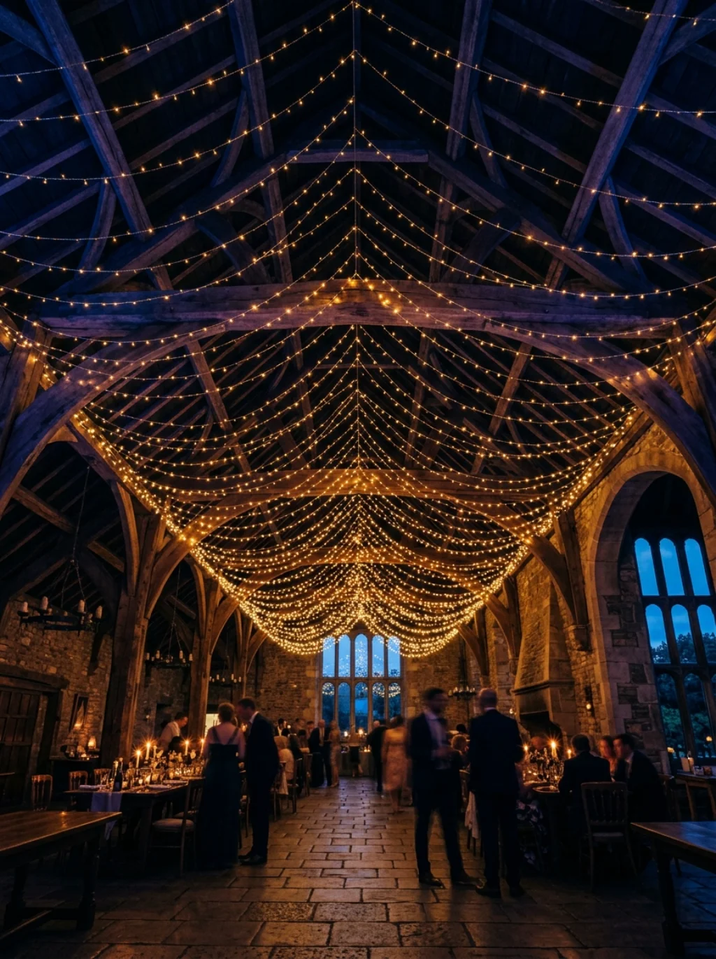 Fairy Lights Transform an Ordinary Ceiling Into a Starlit Great Hall