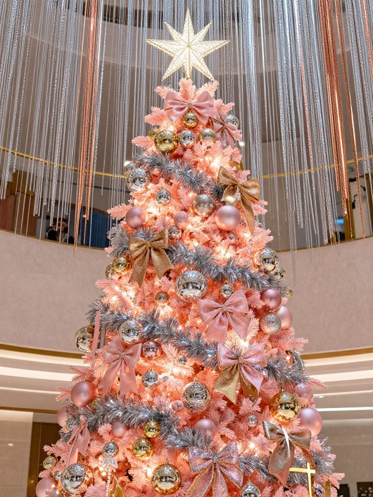 Glam Maximalist Pink Trees Dripping With Tinsel and Opulent Detail