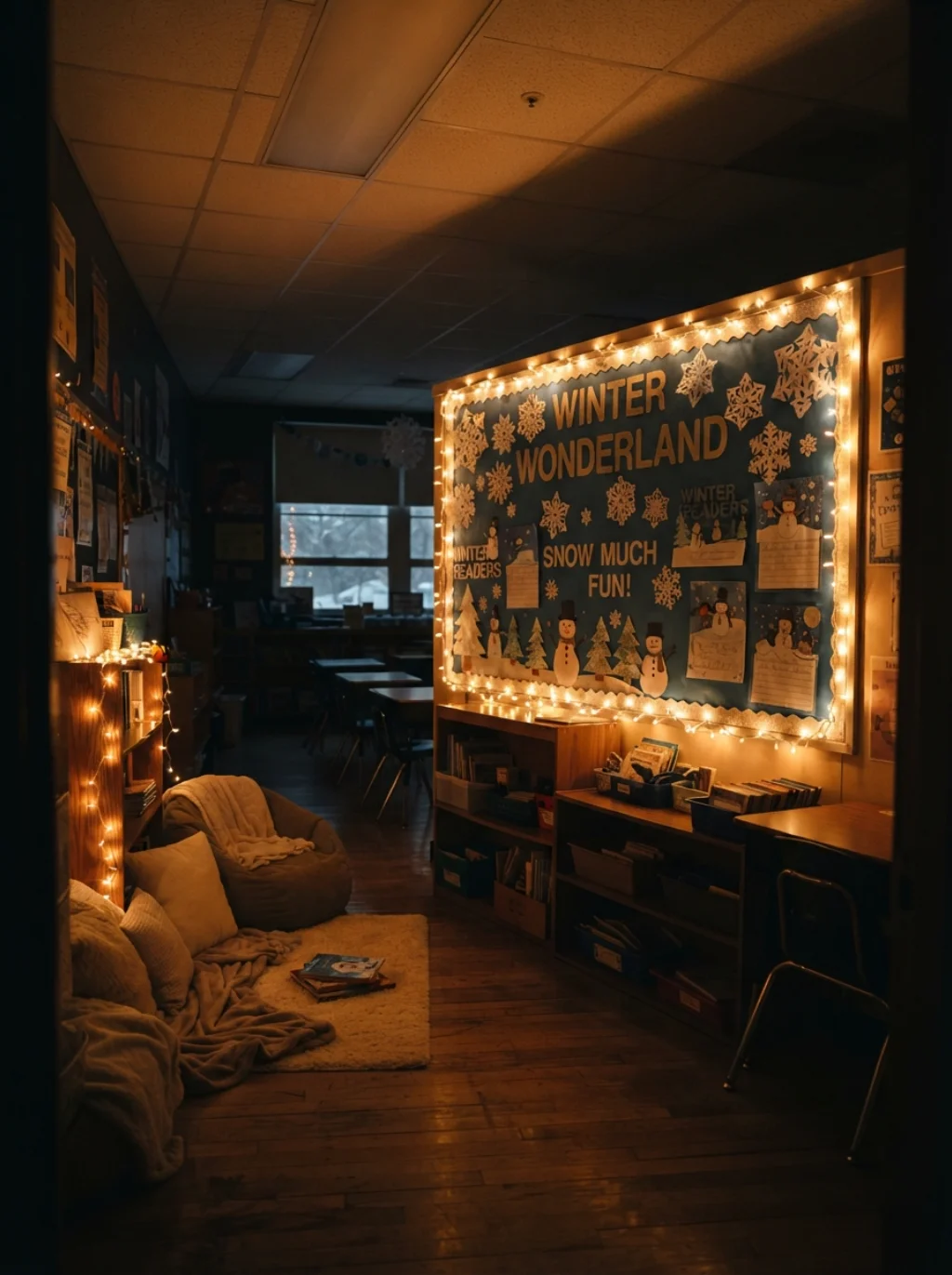 String Lights and Soft Glow Accents That Warm Any Winter Classroom Wall