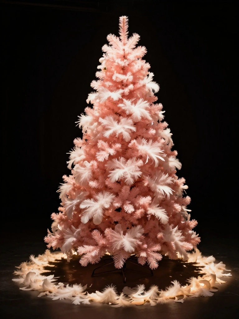 Pink Christmas Tree Ideas With Tulle and Feathers for Pure Drama