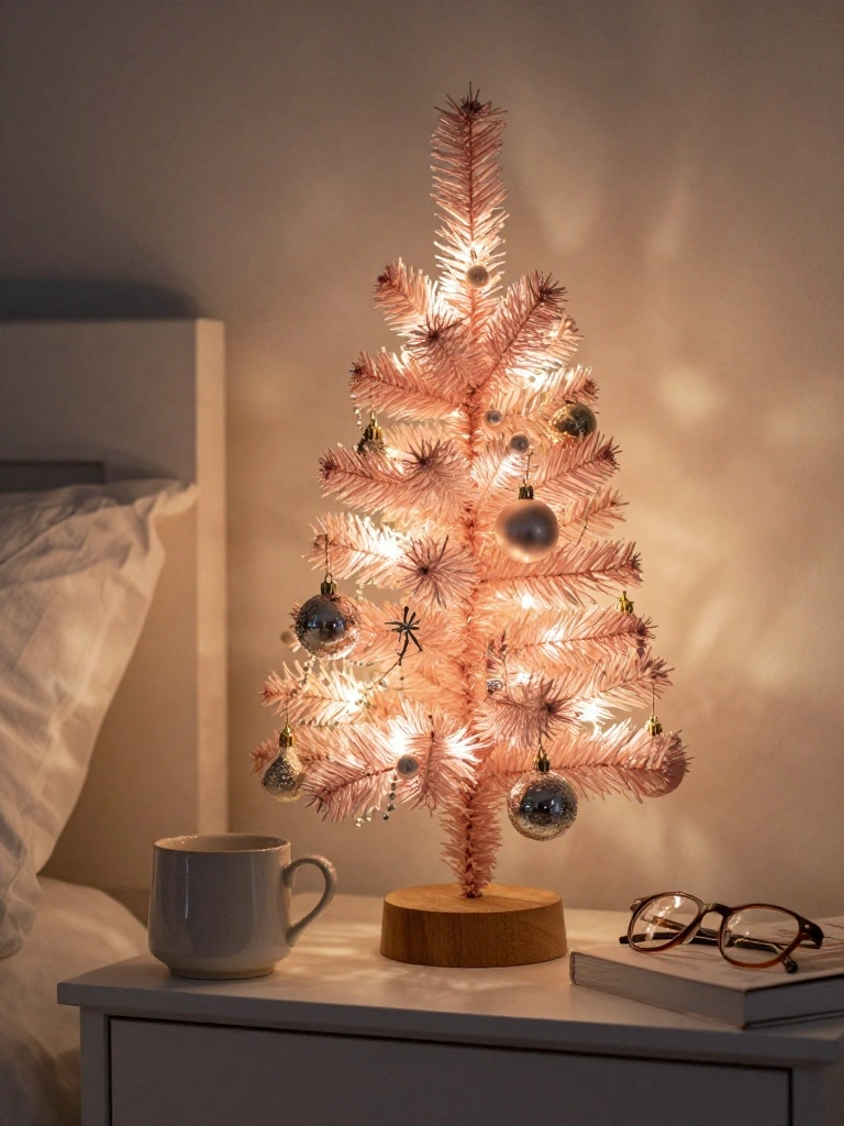 Tiny Pink Christmas Trees That Pack Full Holiday Magic Into Small Spaces