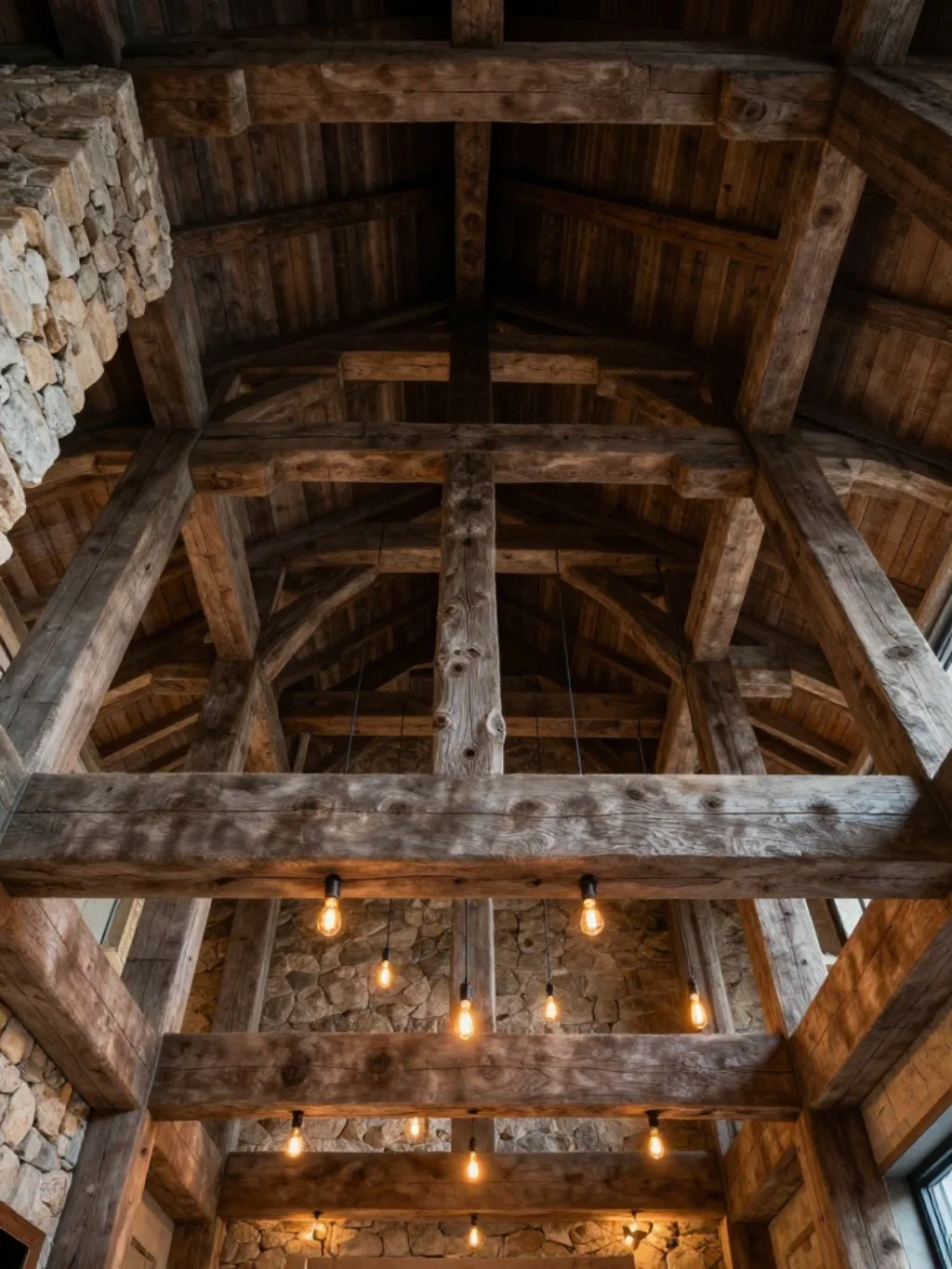 Exposed Wood Beams and Stone Walls That Do All the Heavy Lifting for You